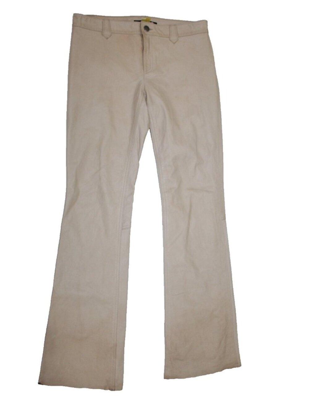 Vtg Theory Beige Creamy Leather Bootcut Festival Bohemian Pants Womens Size 6